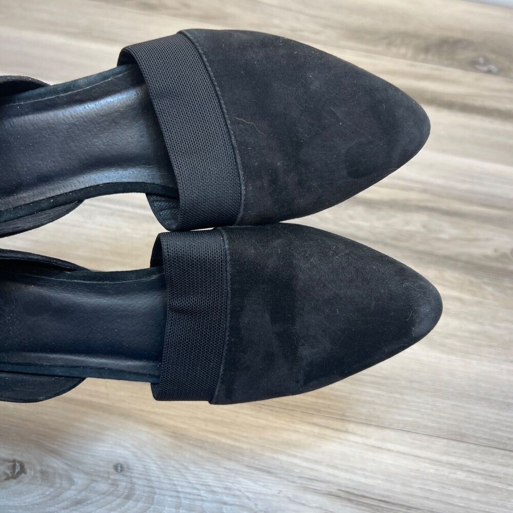 Eileen Fisher Black Suede Pointed Hilly Wedge D'Orsay Flats - Picture 11 of 11